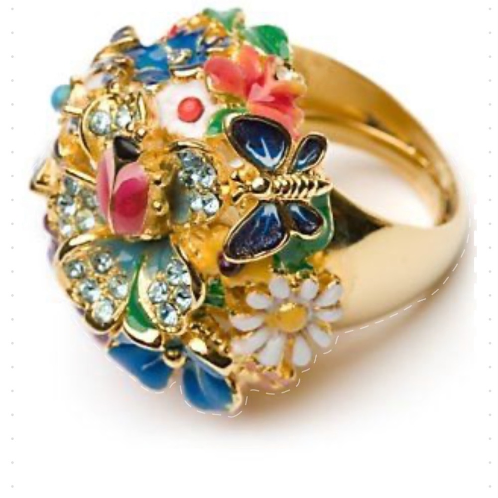 New. Multicolor Enameled and Swarovski stone ring.